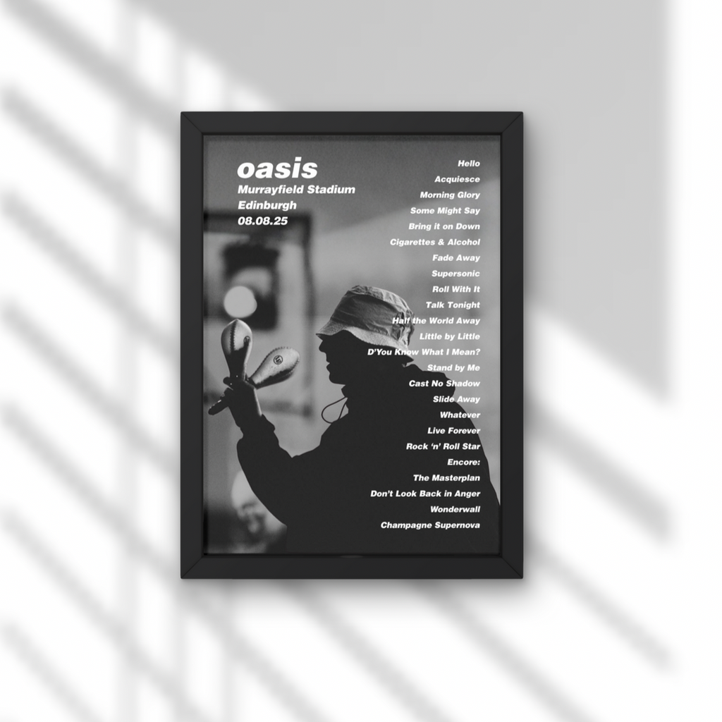 Oasis Edinburgh Setlist Print New Design - All Dates