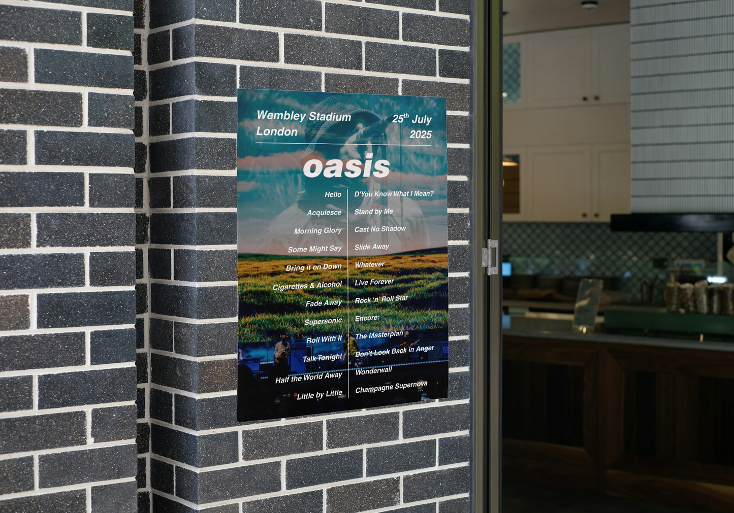 OASIS WEMBLEY 2025 SETLIST POSTER | ALL DATES | A1 - A5 Frame Option