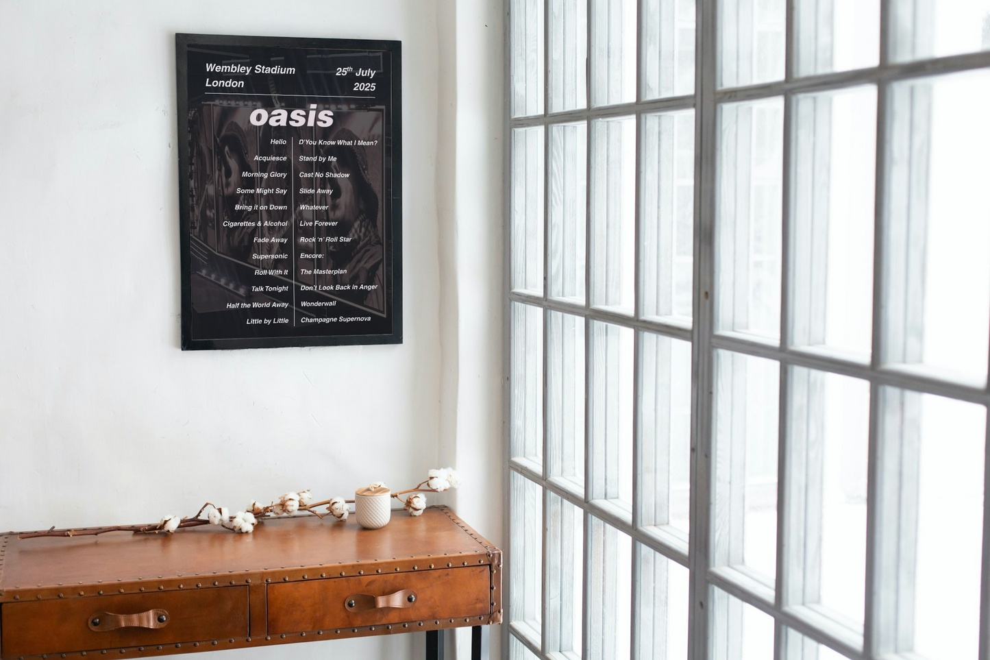 OASIS LIVE 2025 ALL SETLIST POSTER | ALL DATES WEMBLEY LONDON | A1 - A5 Frame Option