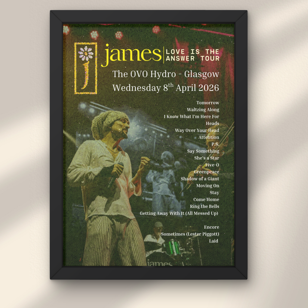 James 2026 UK Setlist Posters - All Dates Available