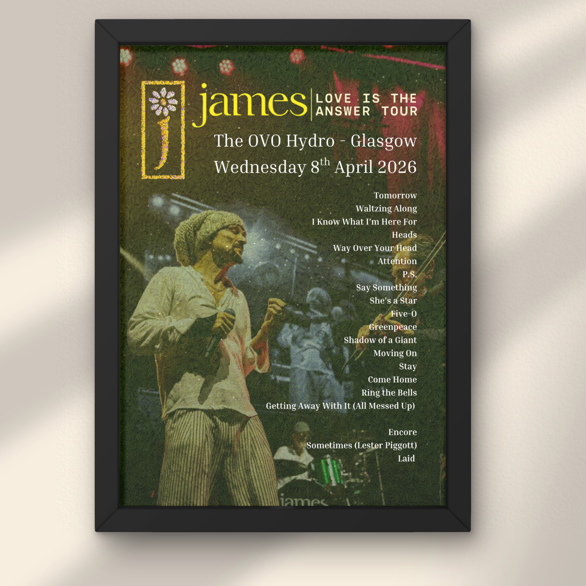 James 2026 UK Setlist Posters - All Dates Available