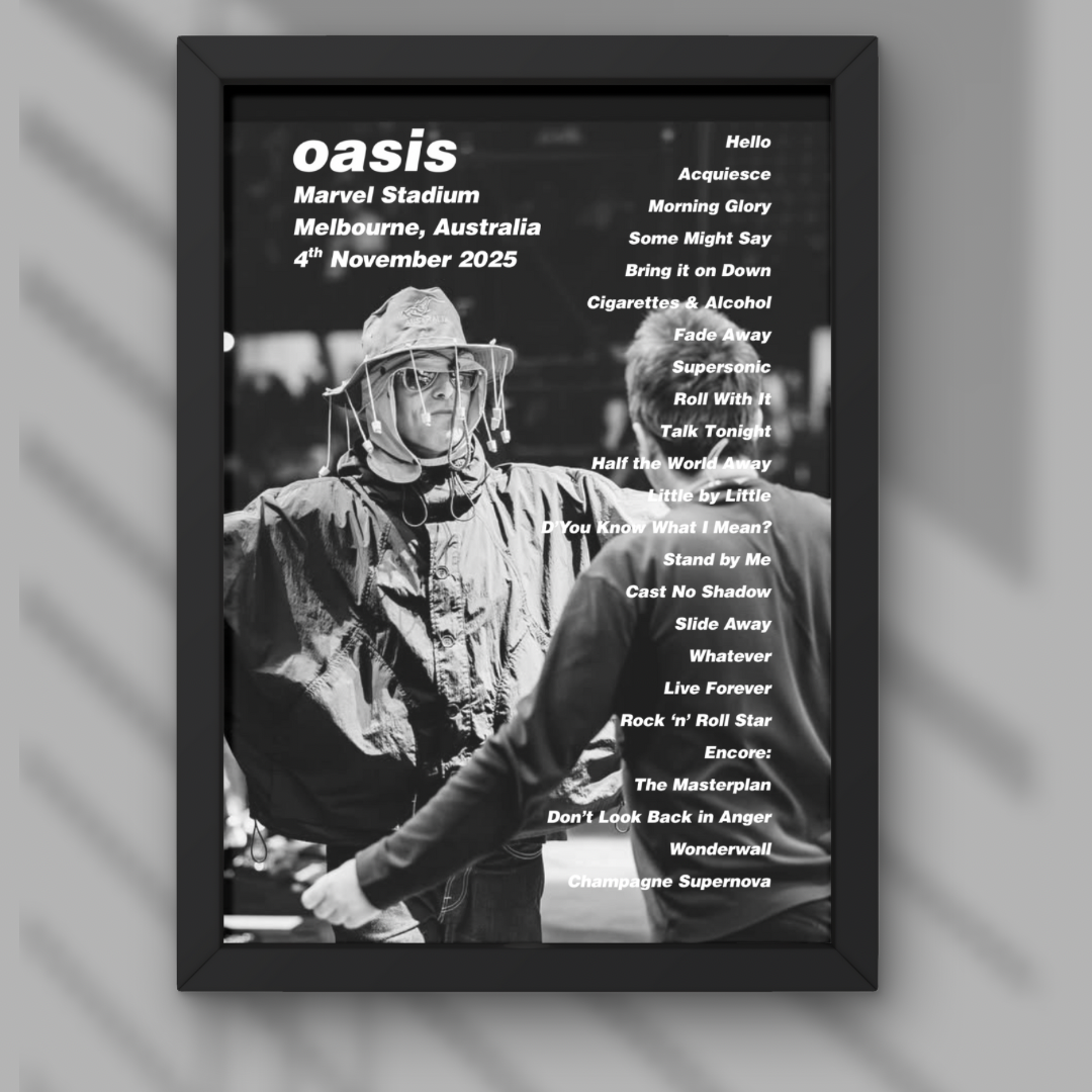Oasis Melbourne Setlist Print Night Two 4th Nov