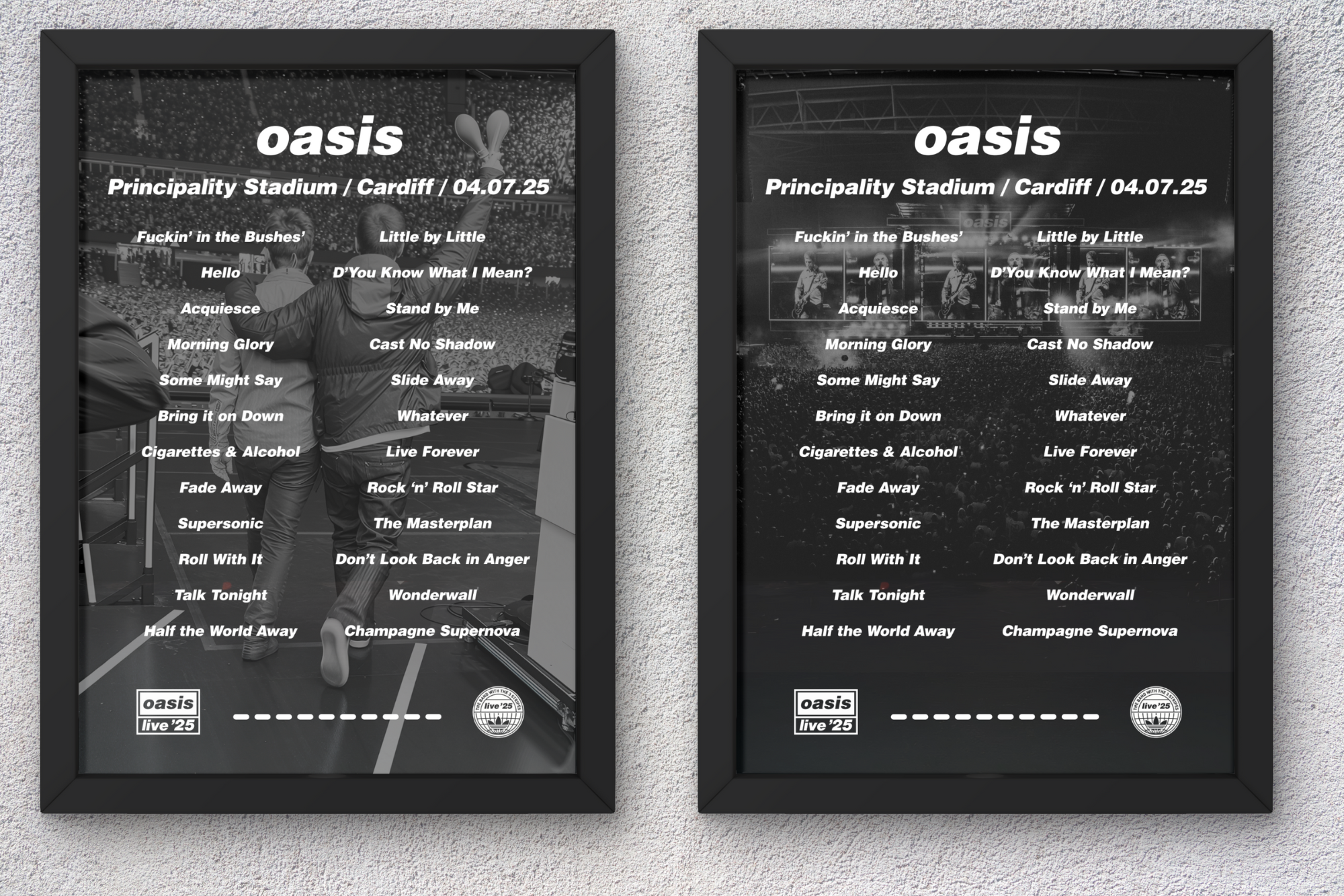 Oasis Cardiff DIGITAL Setlist Print - Both Dates
