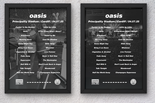 OASIS CARDIFF LIVE 2025 SETLIST POSTER | A1 - A5 W/Frame Option