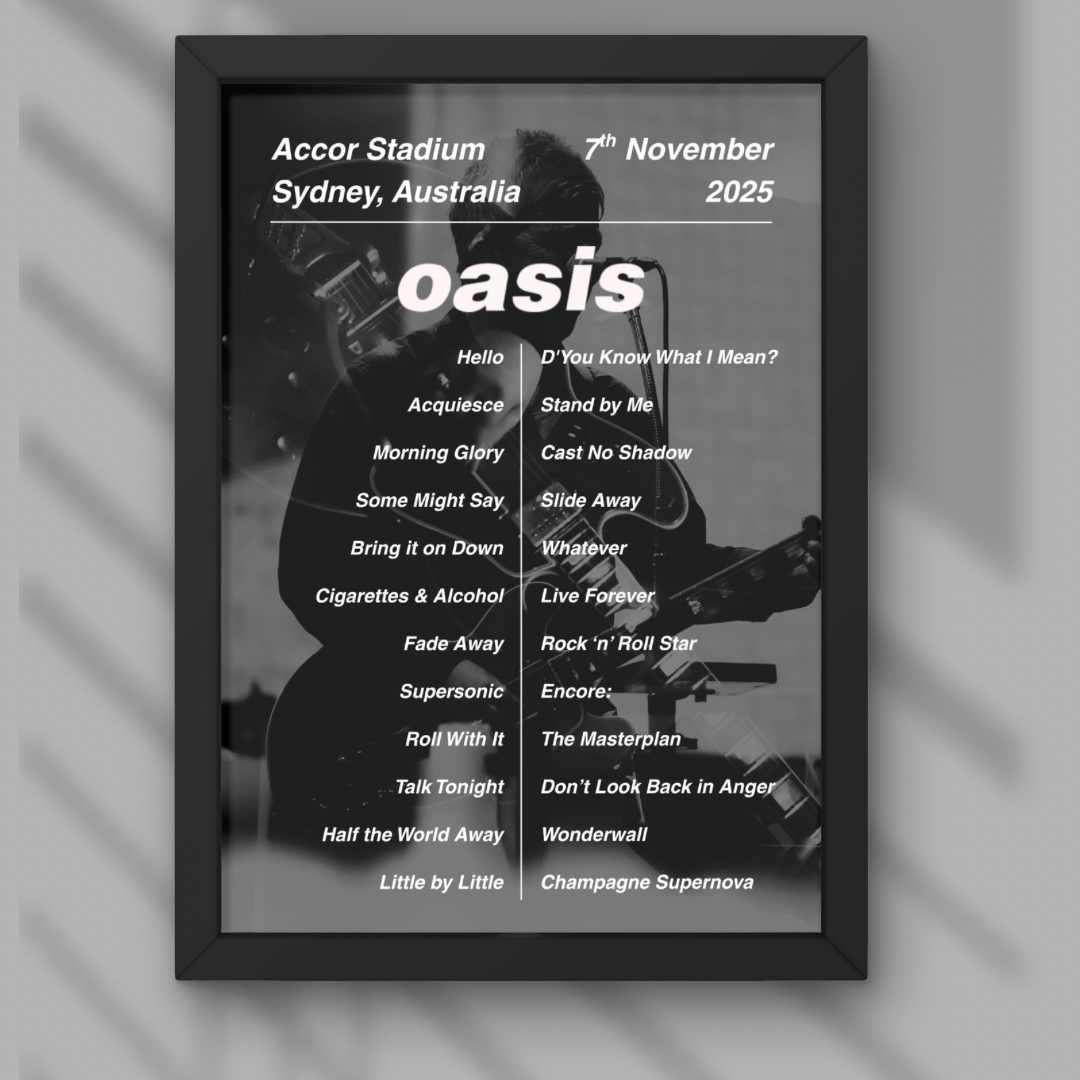 Oasis Sydney Setlist Print - Night One 7th Nov