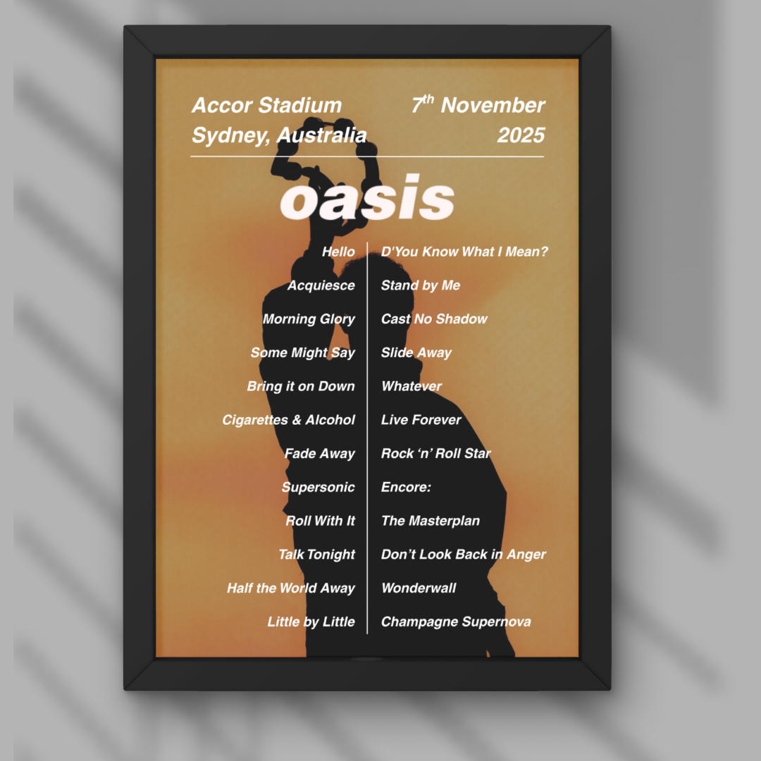Oasis Sydney Setlist Print - Night One 7th Nov