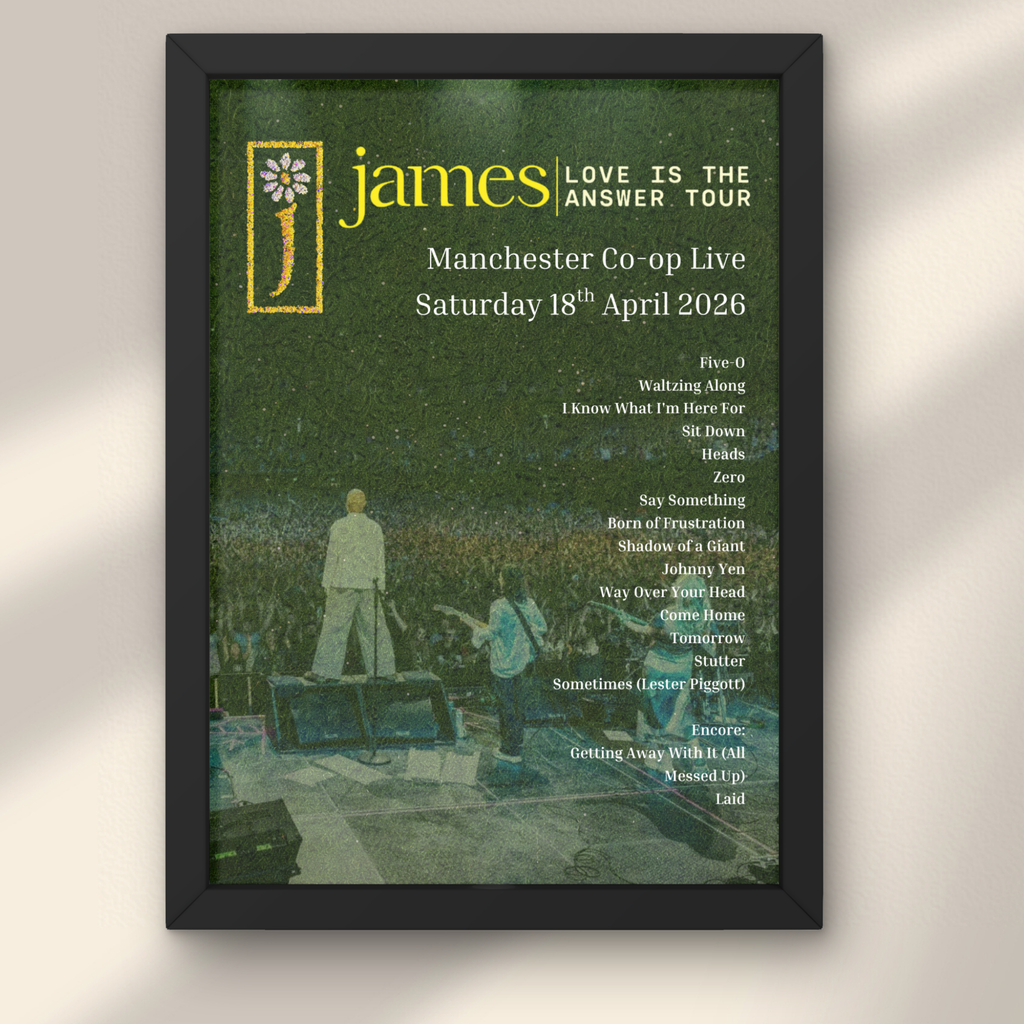 James 2026 UK Setlist Posters - All Dates Available