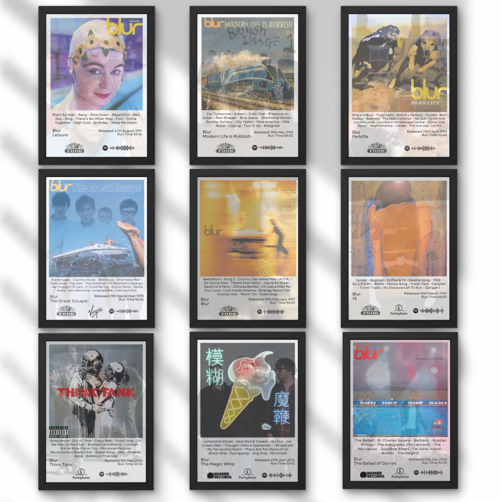 Blur Album Prints - ALL NINE AVAILABLE - A1 to A5 w/Frame Option