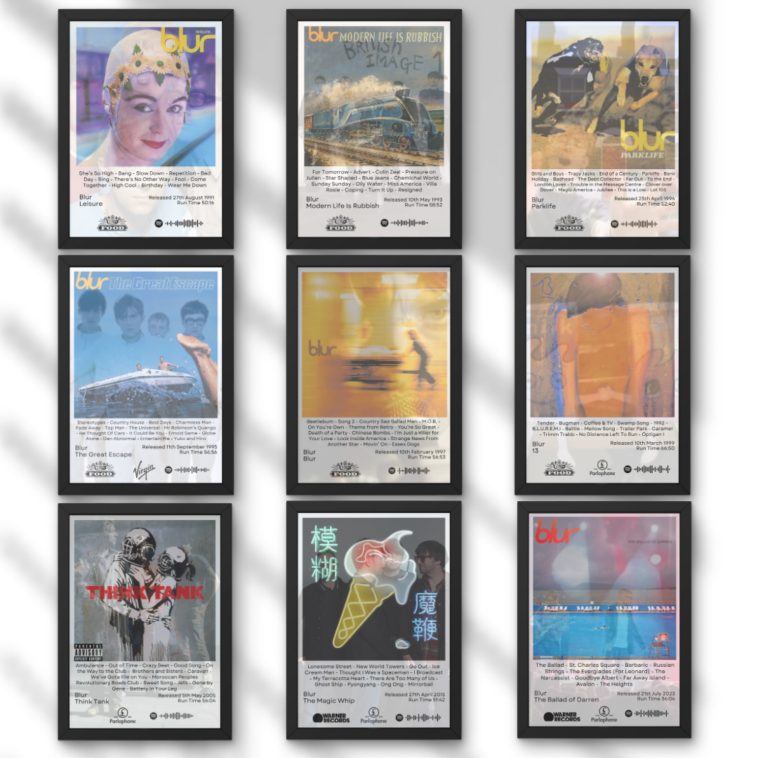 Blur Album Prints - ALL NINE AVAILABLE - A1 to A5 w/Frame Option