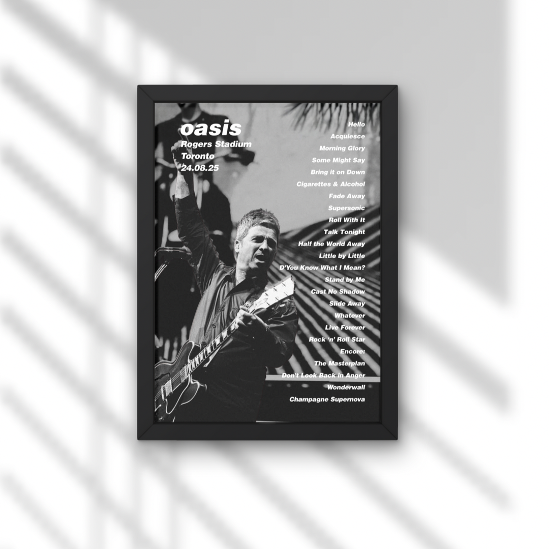 Oasis Toronto Setlist Print New Design - All Dates