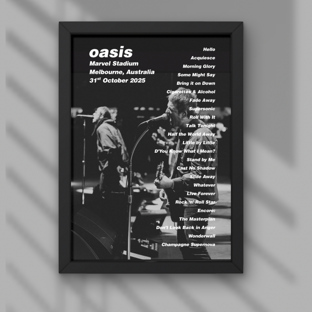 Oasis Melbourne Setlist Prints - All Dates