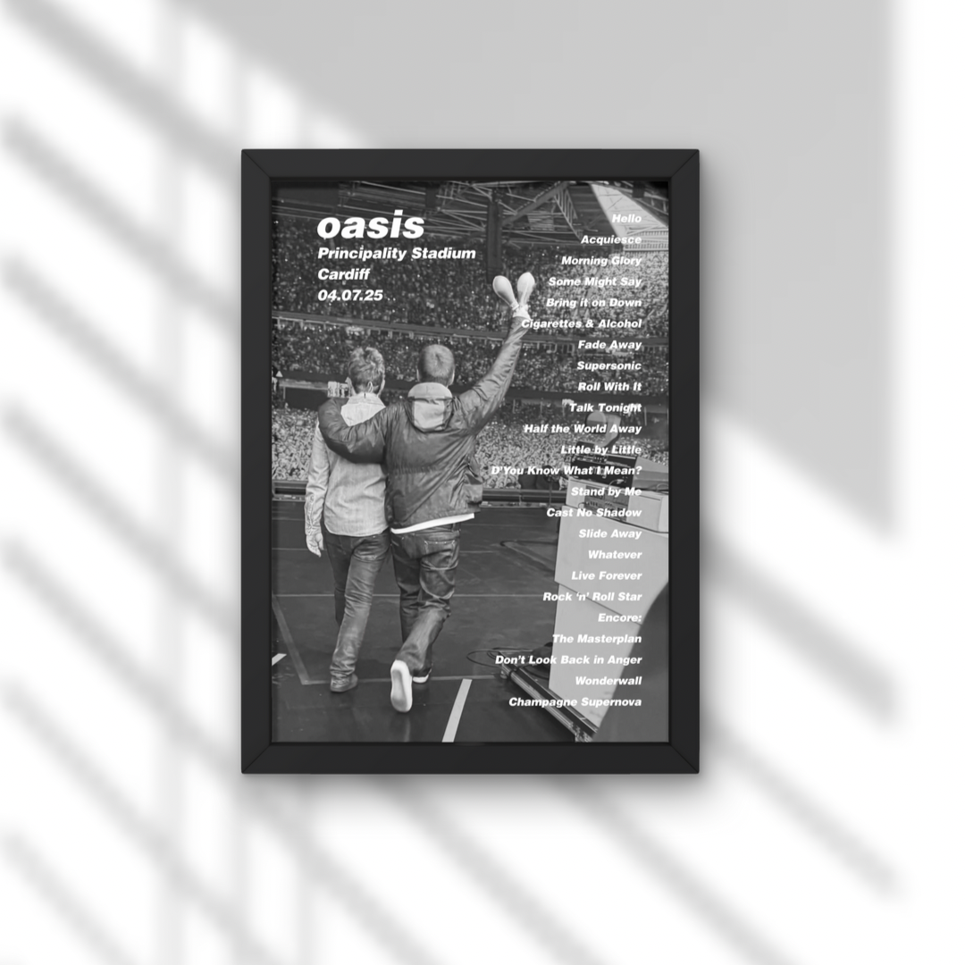 Oasis Cardiff Setlist Print - Both Dates
