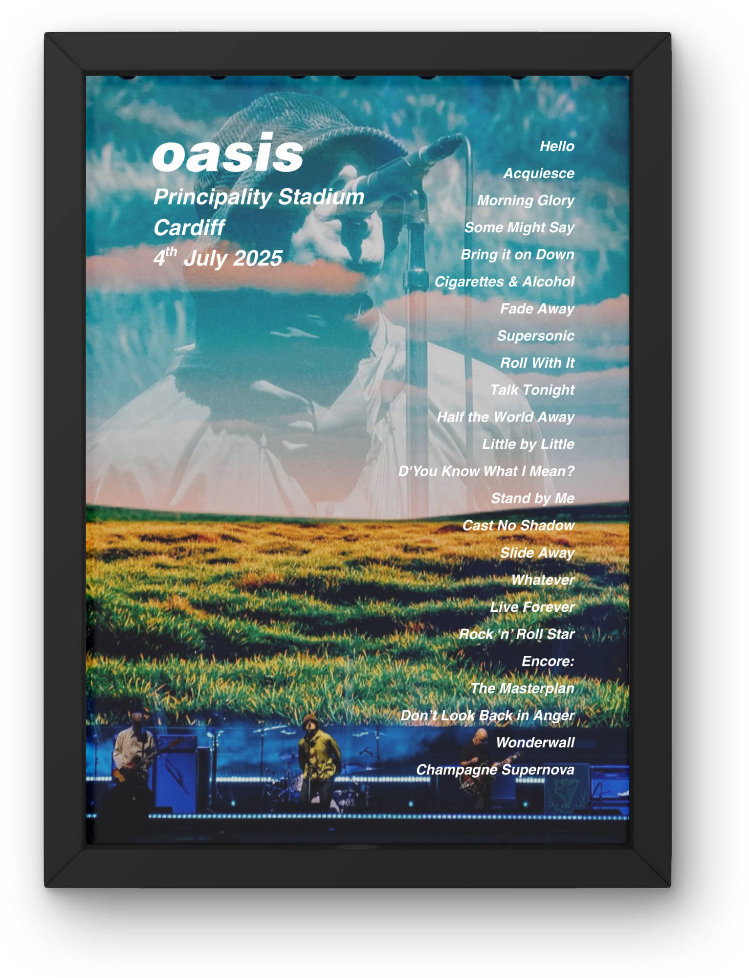 Oasis Cardiff Setlist Print - Both Dates