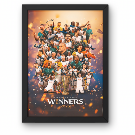 Tottenham Europa League 2025 Winners Poster - A1-5 Frame Option
