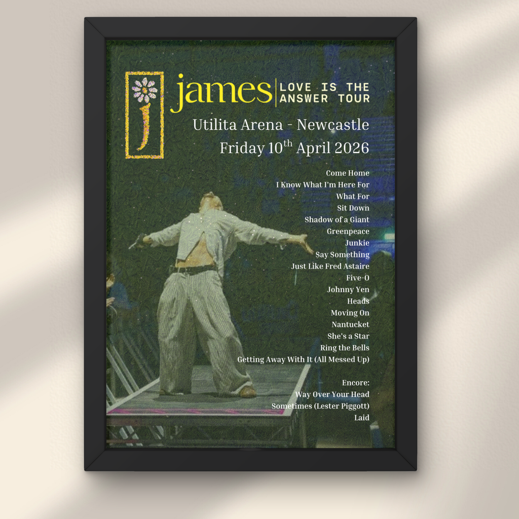 James 2026 UK Setlist Posters - All Dates Available