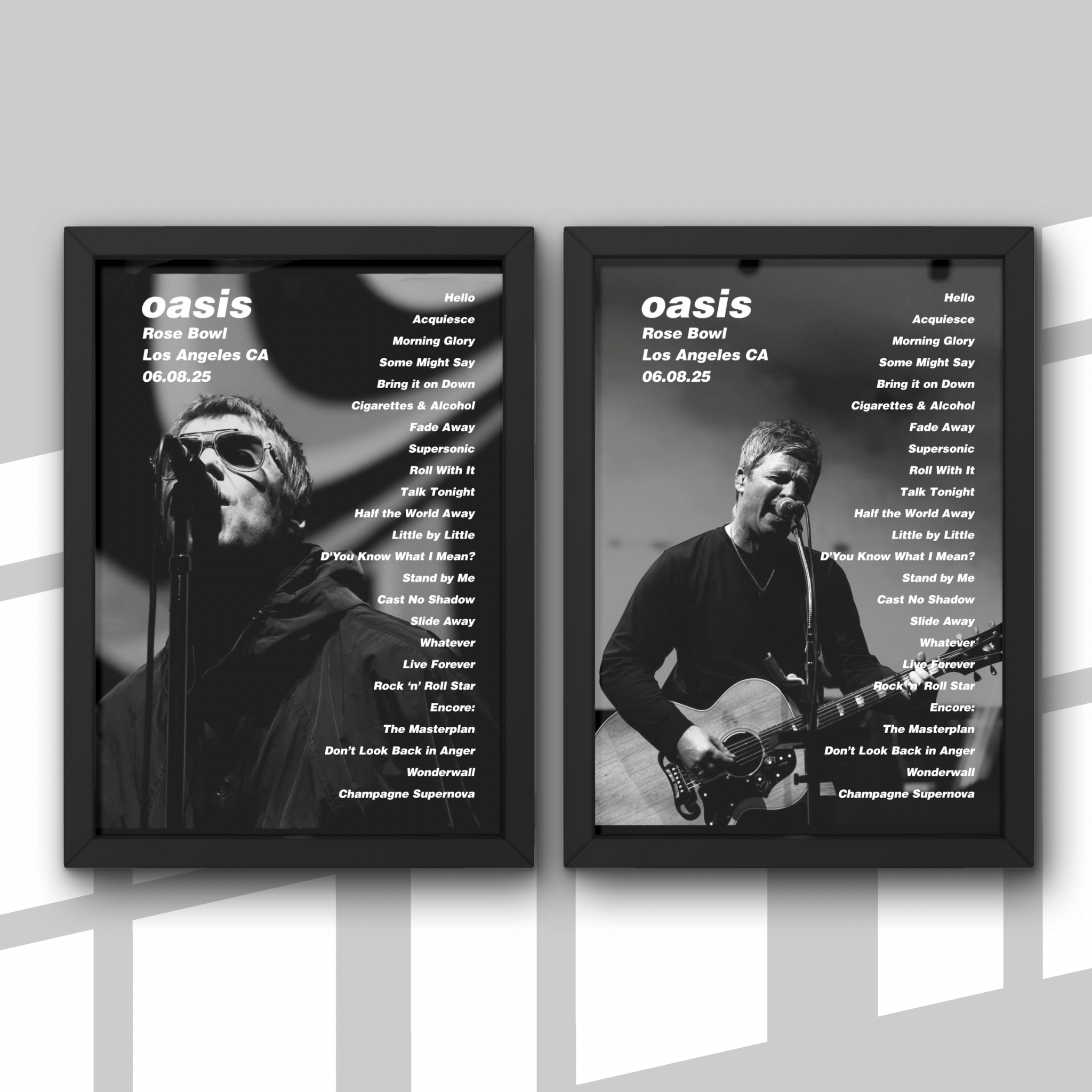 Oasis Los Angeles Setlist Print New Design - Both Dates