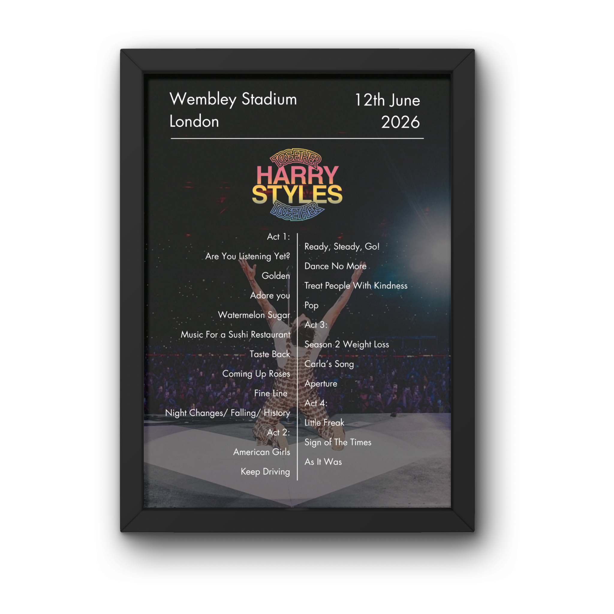 Harry Styles Wembley Setlist Prints - All Dates