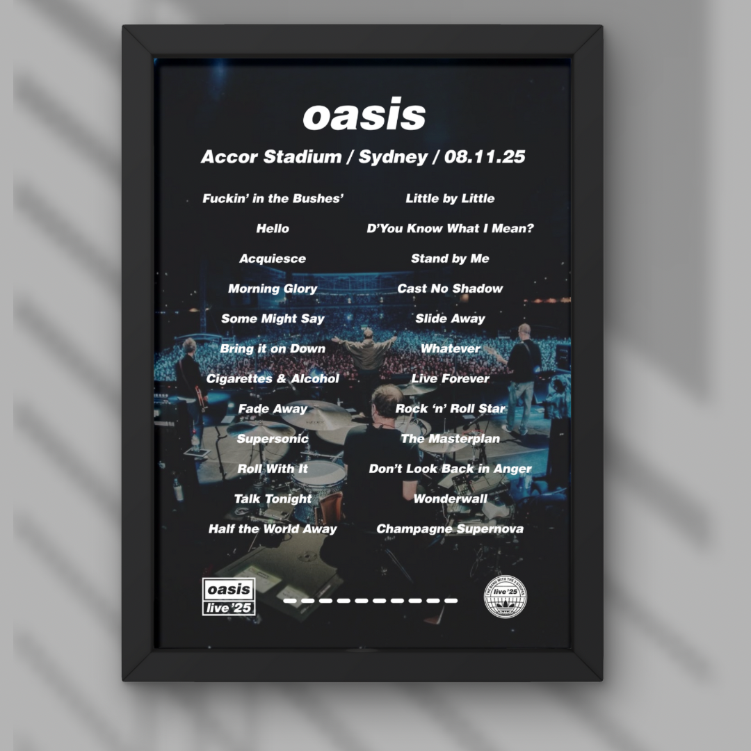 Oasis Sydney Setlist Print - Night Two 8th Nov