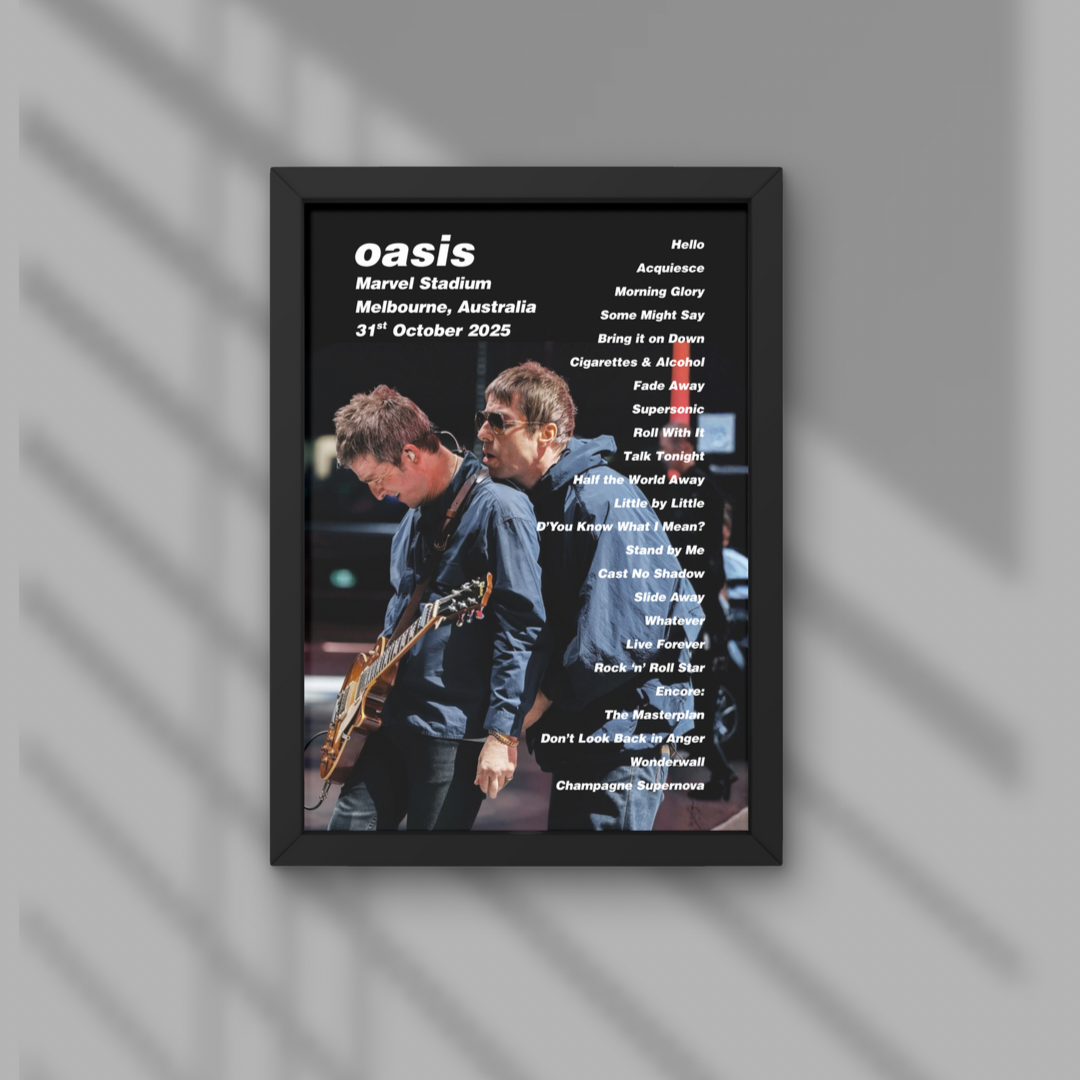 Oasis Melbourne Setlist Prints - All Dates