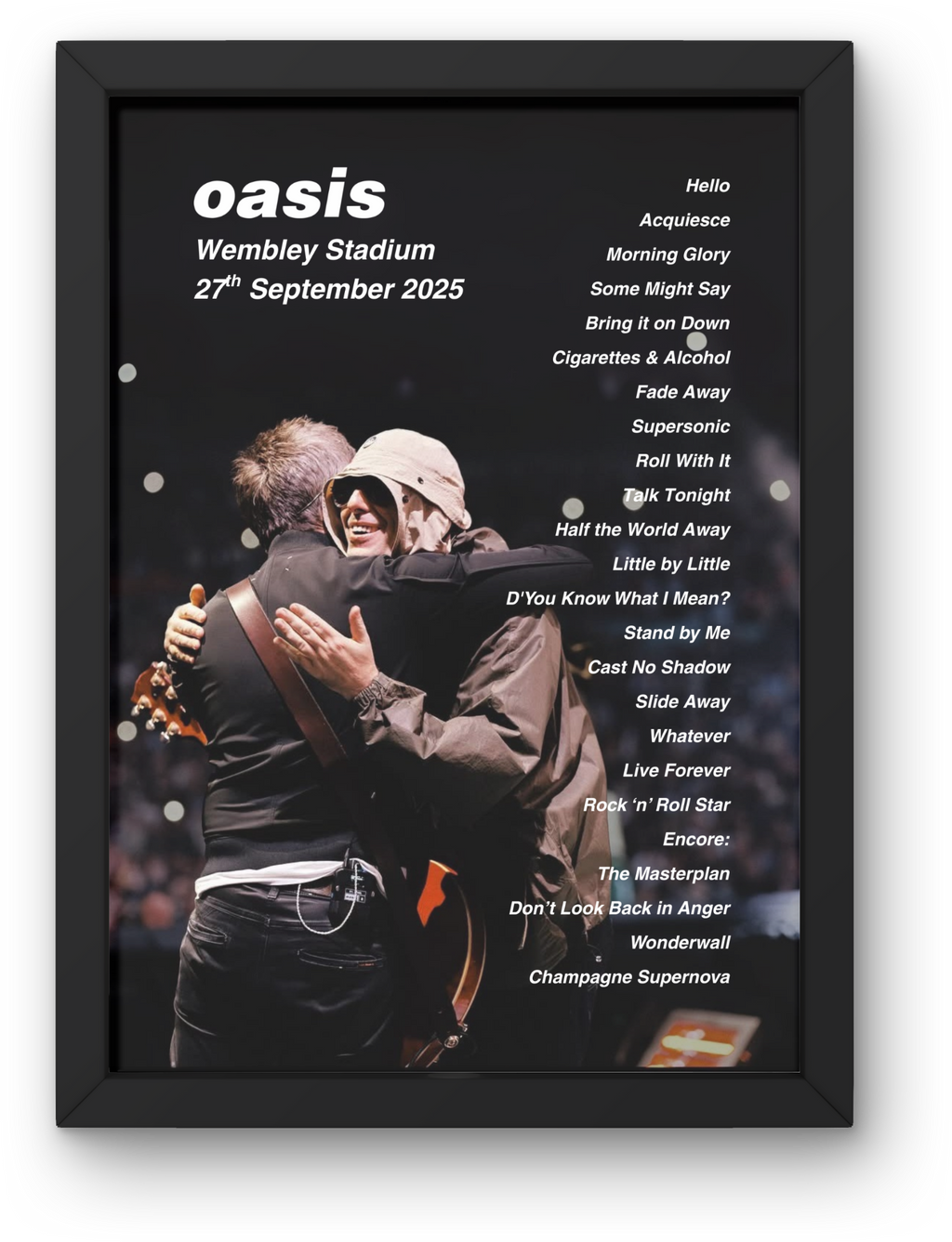 Oasis Wembley Setlist Print - All Dates