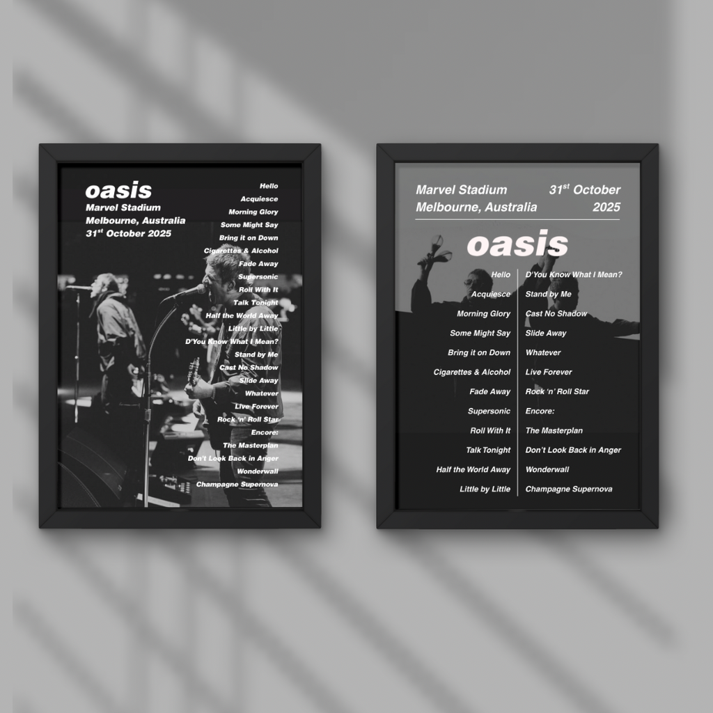 Oasis Melbourne Setlist Prints - All Dates