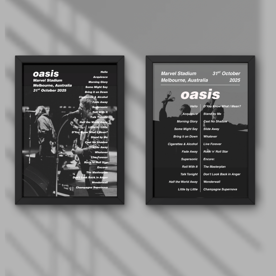 Oasis Melbourne Setlist Prints - All Dates