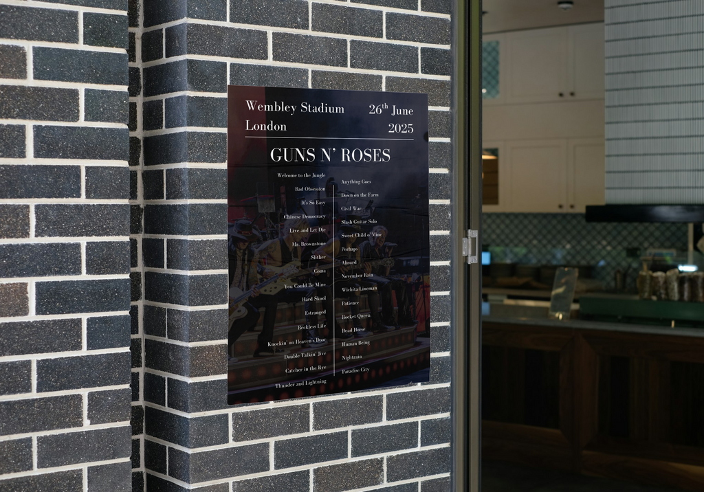 Guns N Roses Wembley 25 Setlist Poster | A1 to A5 | Frame Option