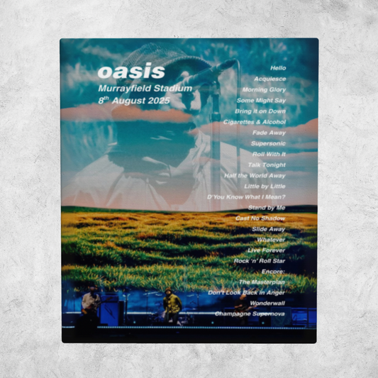OASIS LIVE 2025 SETLIST CANVAS | ALL DATES | 30cm x 40cm