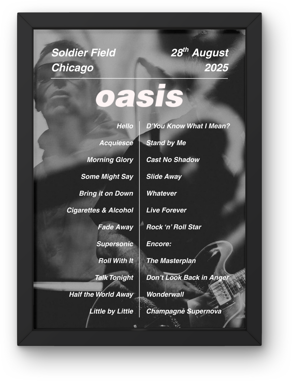 DIGITAL Oasis Chicago Setlist Print