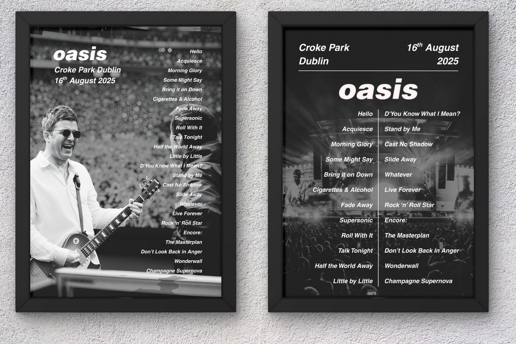 Oasis Dublin DIGITAL Setlist Print - All Dates