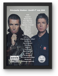 OASIS LIVE 2025 DIGITAL SETLIST PRINT ALL DATES