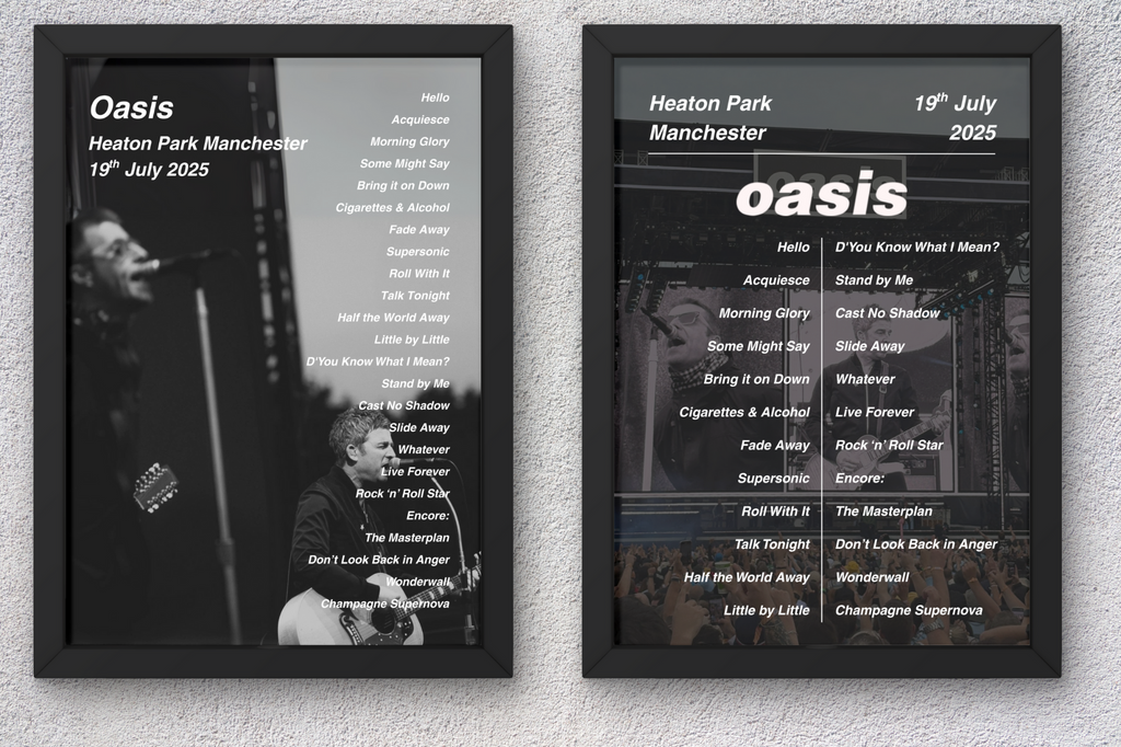 Oasis Manchester DIGITAL Setlist Print - All Dates
