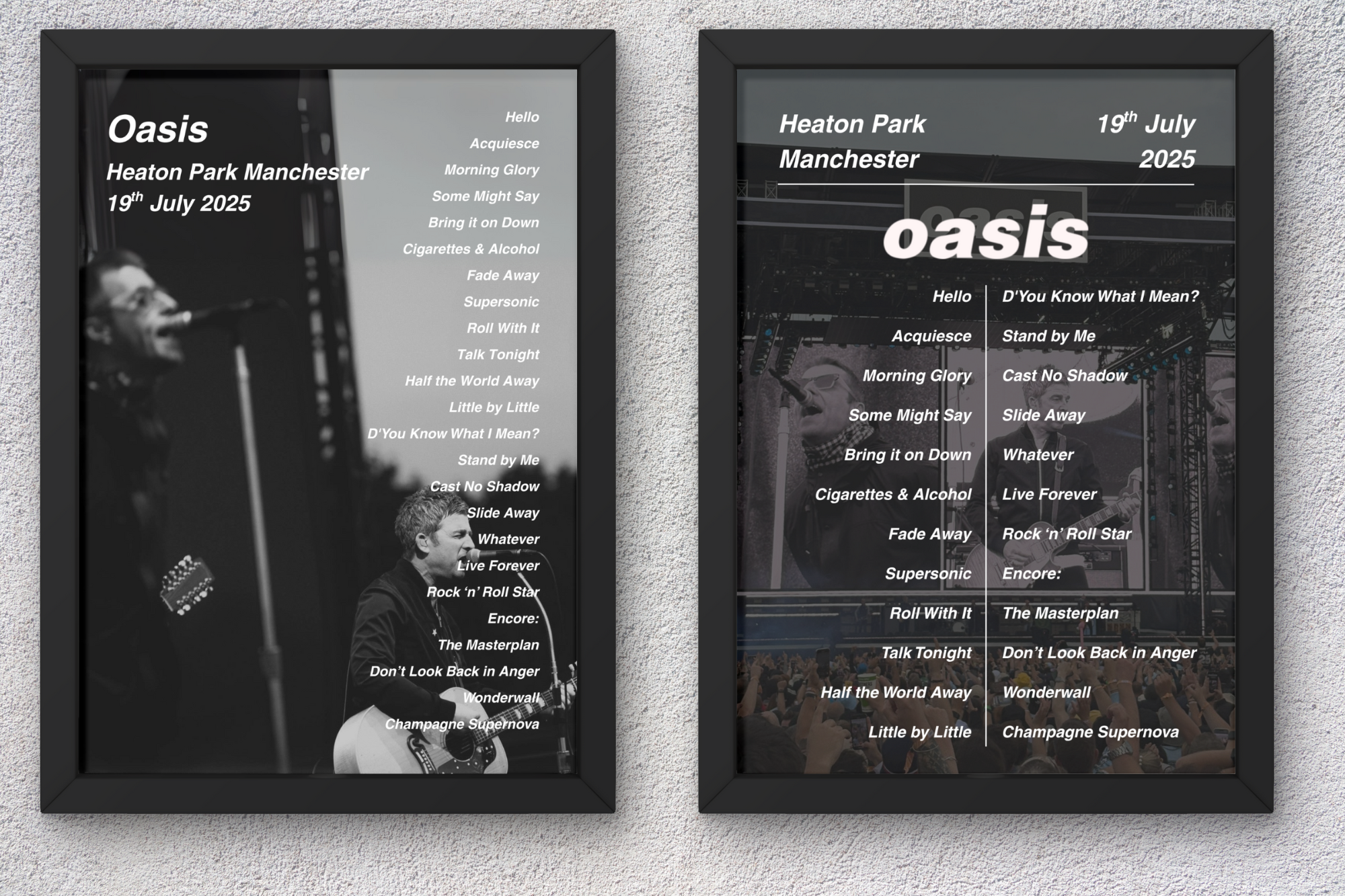 Oasis Manchester DIGITAL Setlist Print - All Dates