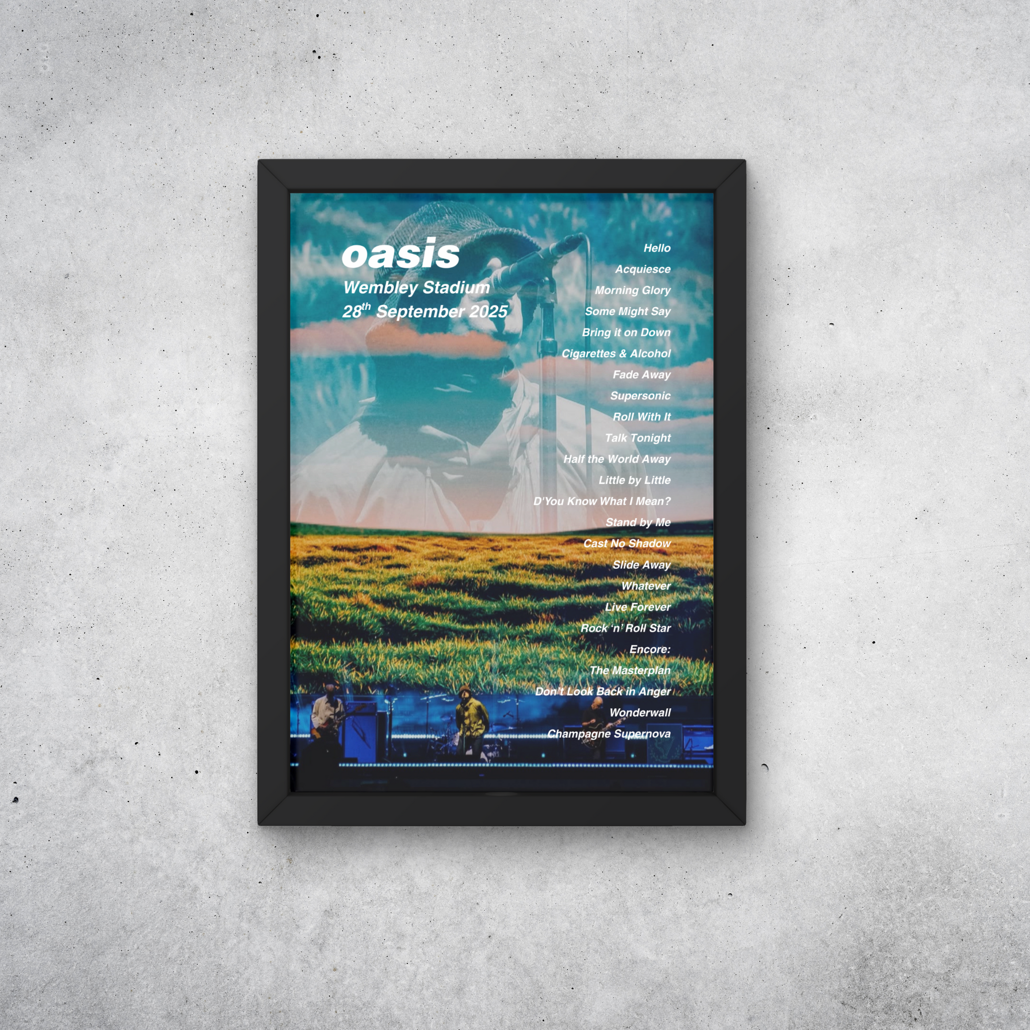Oasis Wembley Setlist Print - All Dates