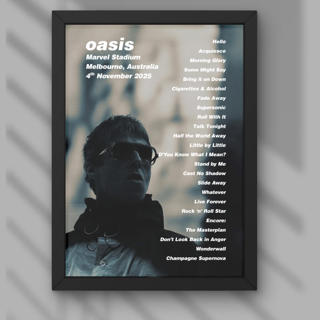Oasis Melbourne Setlist Print Night Two 4th Nov
