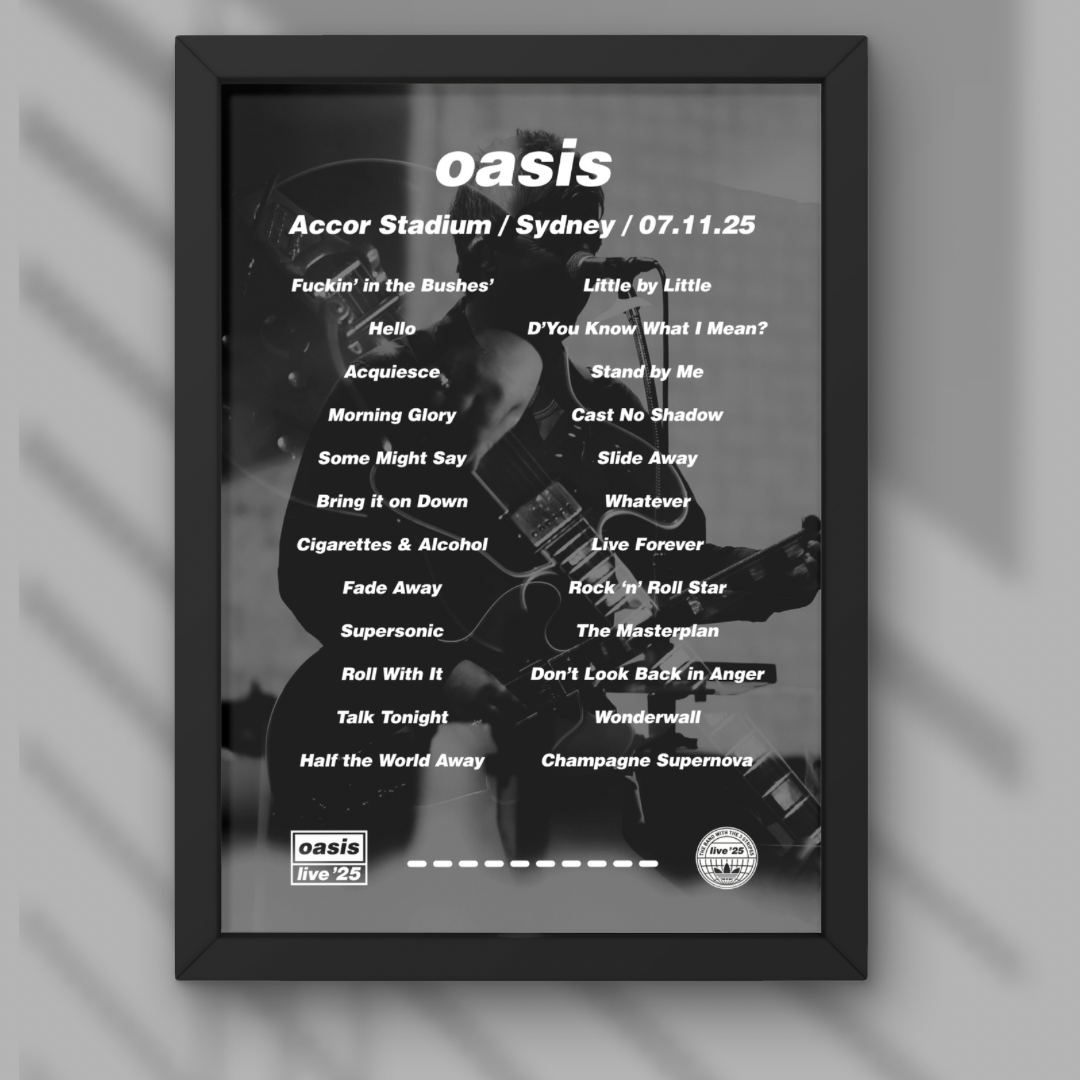 Oasis Sydney Setlist Print - Night One 7th Nov