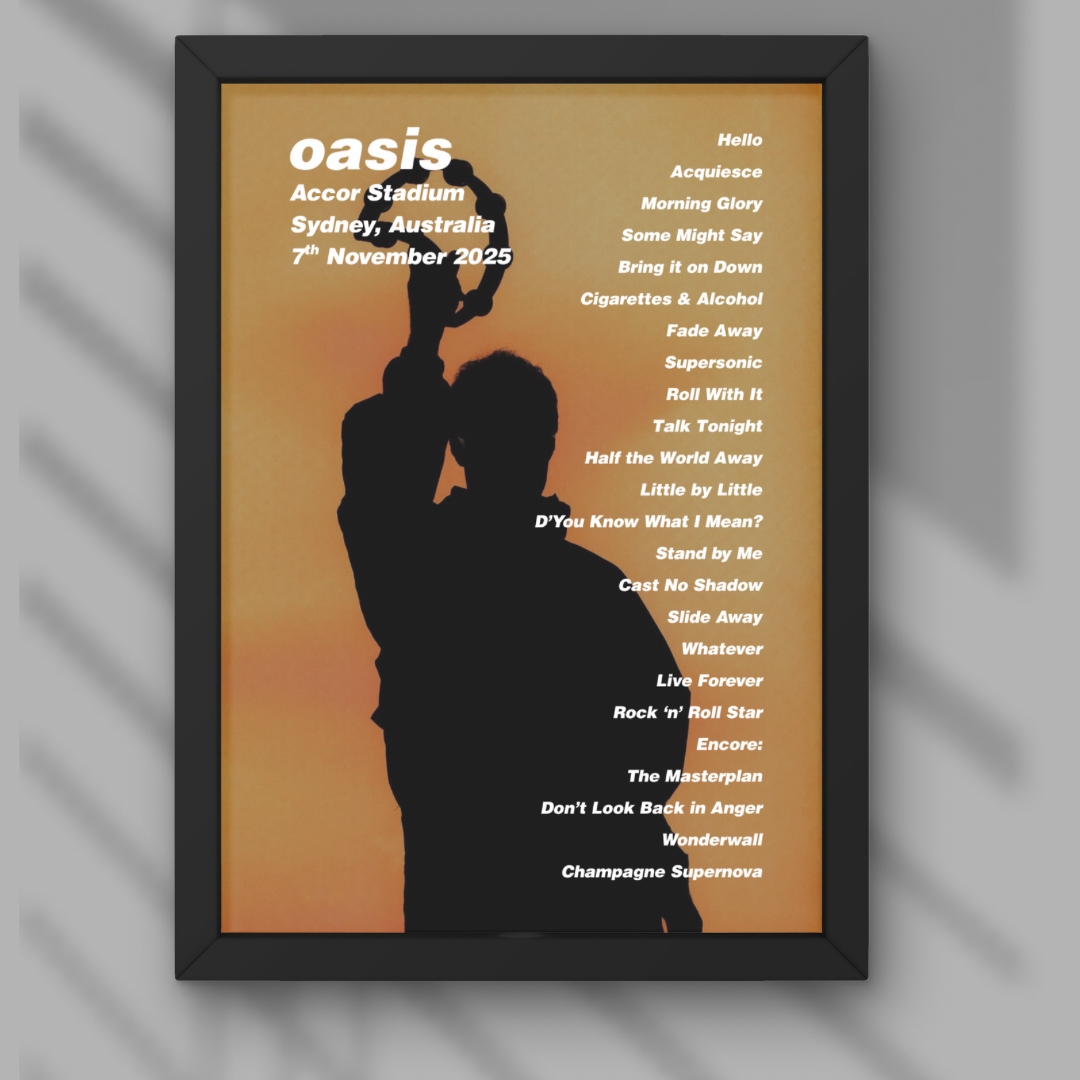 Oasis Sydney Setlist Print - Night One 7th Nov