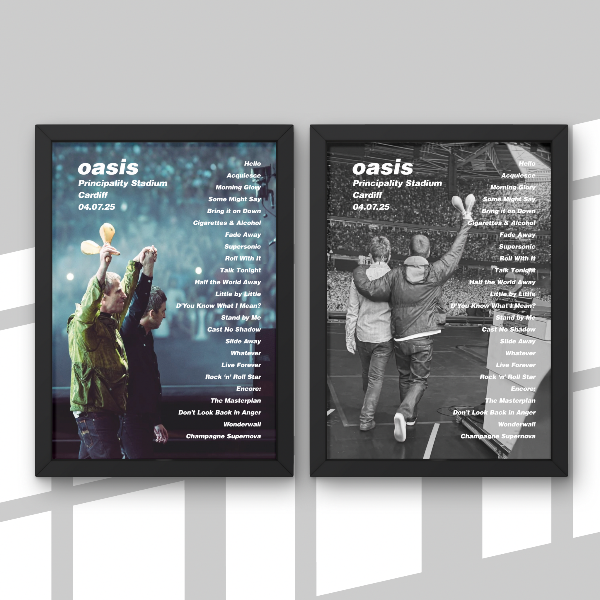 Oasis Cardiff Setlist Print - Both Dates