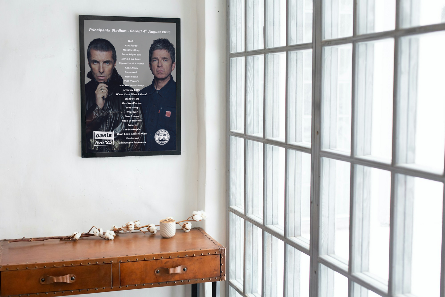 OASIS LIVE 2025 SETLIST FRAMED PRINT | ALL DATES | A2 to A5