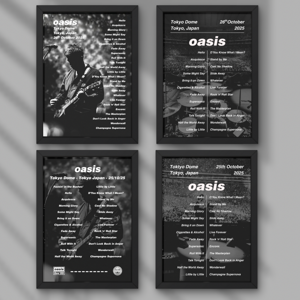 Oasis Tokyo Dome Setlist Prints - Both Dates