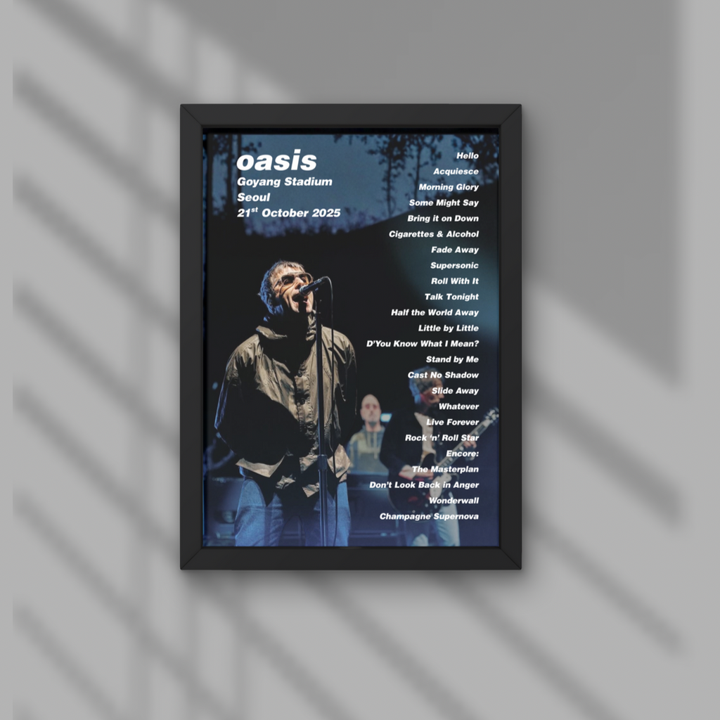 Oasis Seoul Framed Setlist Prints