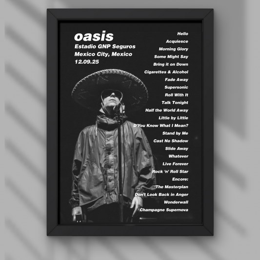 Oasis Mexico City Setlist Print - Both Dates