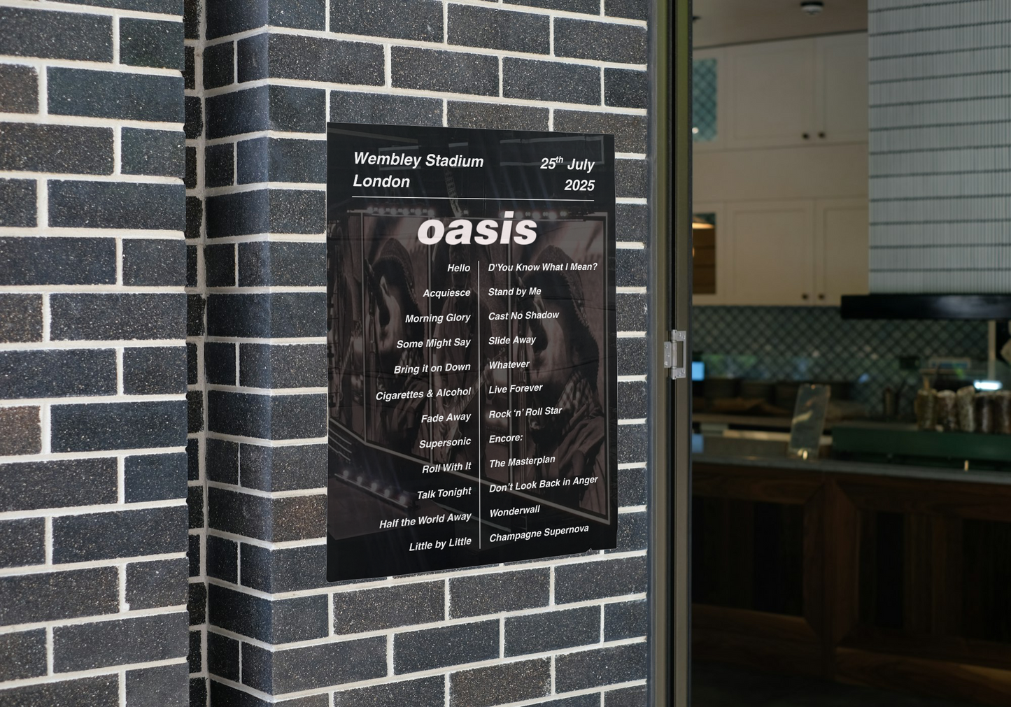 OASIS LIVE 2025 ALL SETLIST POSTER | ALL DATES WEMBLEY LONDON | A1 - A5 Frame Option