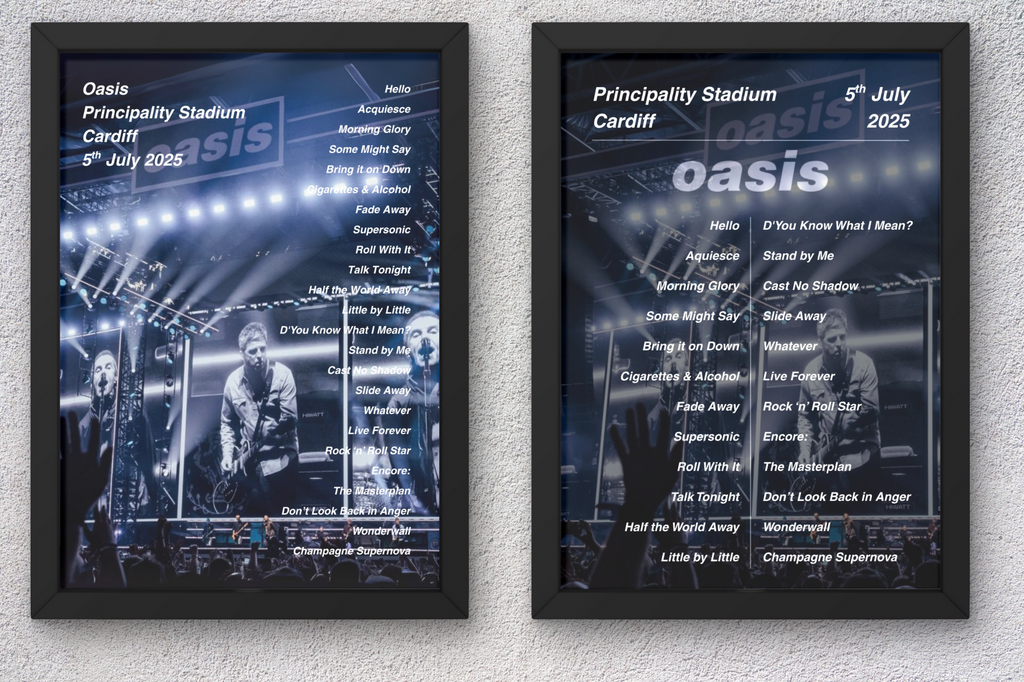 Oasis Cardiff DIGITAL Setlist Print - Both Dates