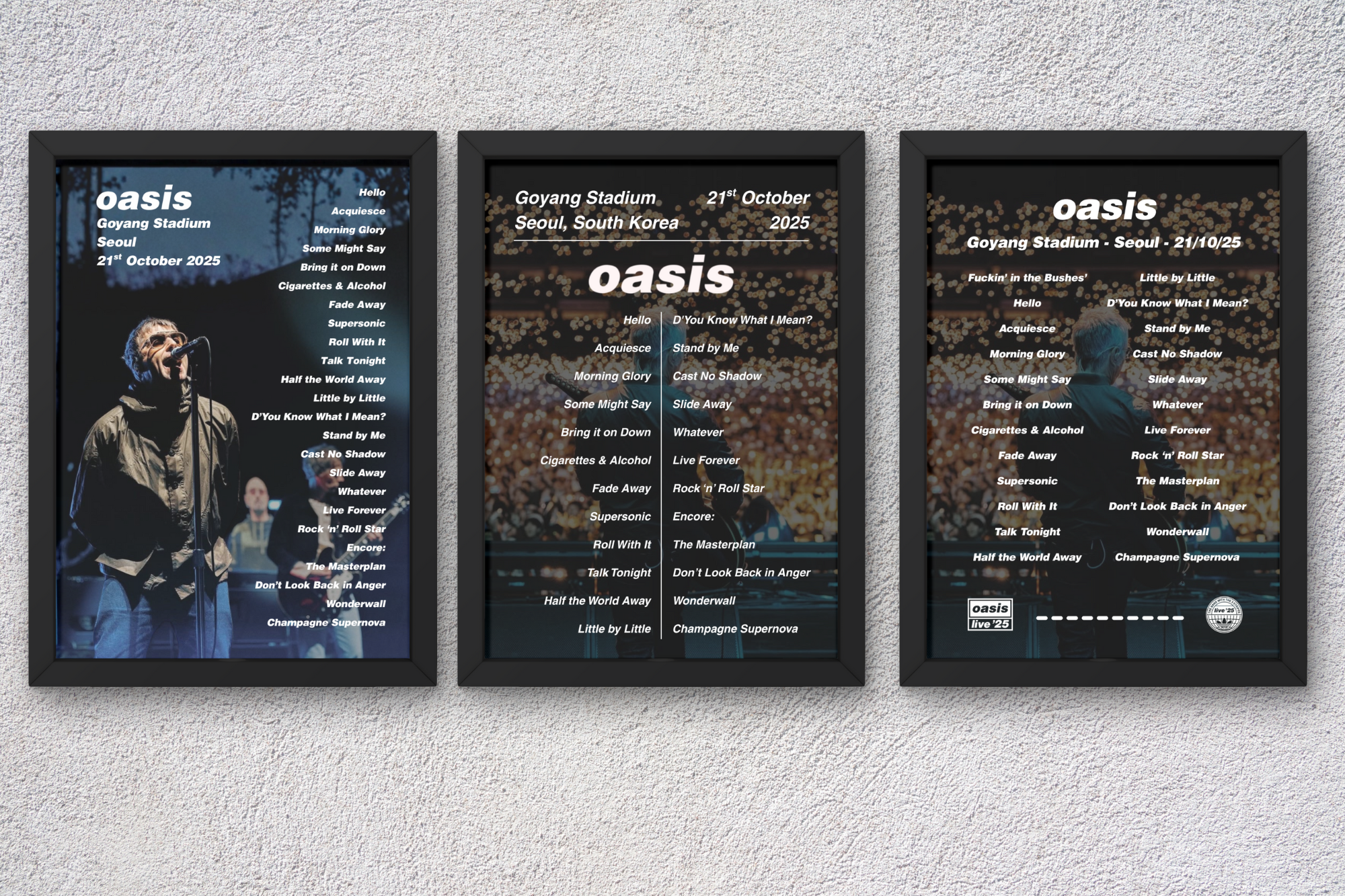 Oasis Seoul Setlist Prints